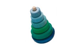 Grimm's Wobbly Stacking Tower, blue-green houten speelgoed  - 11012